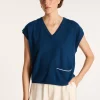 Montagut Cashmere Linen V-neck T-shirt - Meg