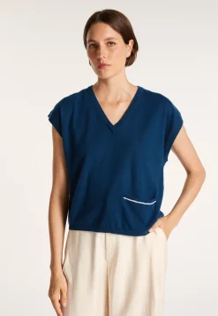 Montagut Cashmere Linen V-neck T-shirt - Meg