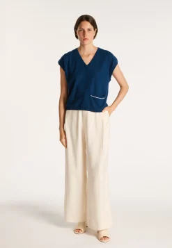 Montagut Cashmere Linen V-neck T-shirt - Meg