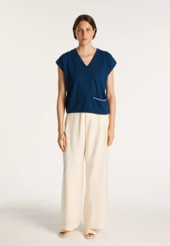 Montagut Cashmere Linen V-neck T-shirt - Meg