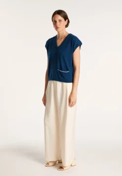 Montagut Cashmere Linen V-neck T-shirt - Meg
