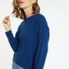 Montagut Cashmere round neck sweater with hammer armholes - Breee