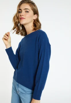 Montagut Cashmere round neck sweater with hammer armholes - Breee