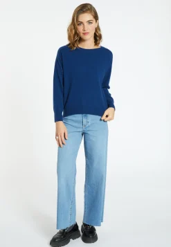 Montagut Cashmere round neck sweater with hammer armholes - Breee