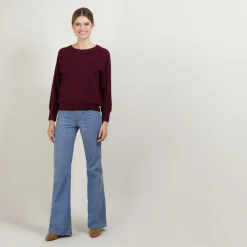 Montagut Cashmere round neck sweater with hammer armholes - Breee