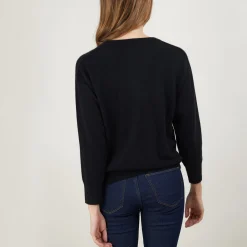 Montagut Cashmere round neck sweater with hammer armholes - Breee