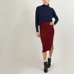 Montagut Cashmere slit straight skirt - Grenade
