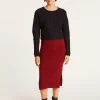 Montagut Cashmere slit straight skirt - Grenade