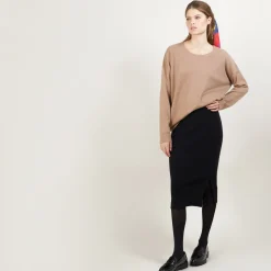 Montagut Cashmere slit straight skirt - Grenade