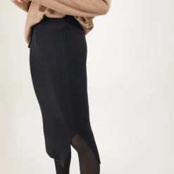 Montagut Cashmere slit straight skirt - Grenade