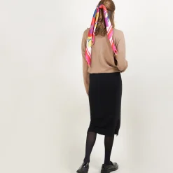 Montagut Cashmere slit straight skirt - Grenade
