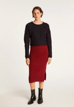Montagut Cashmere slit straight skirt - Grenade
