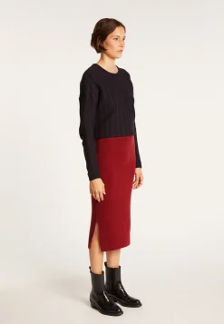 Montagut Cashmere slit straight skirt - Grenade