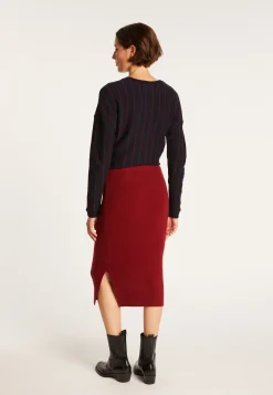 Montagut Cashmere slit straight skirt - Grenade