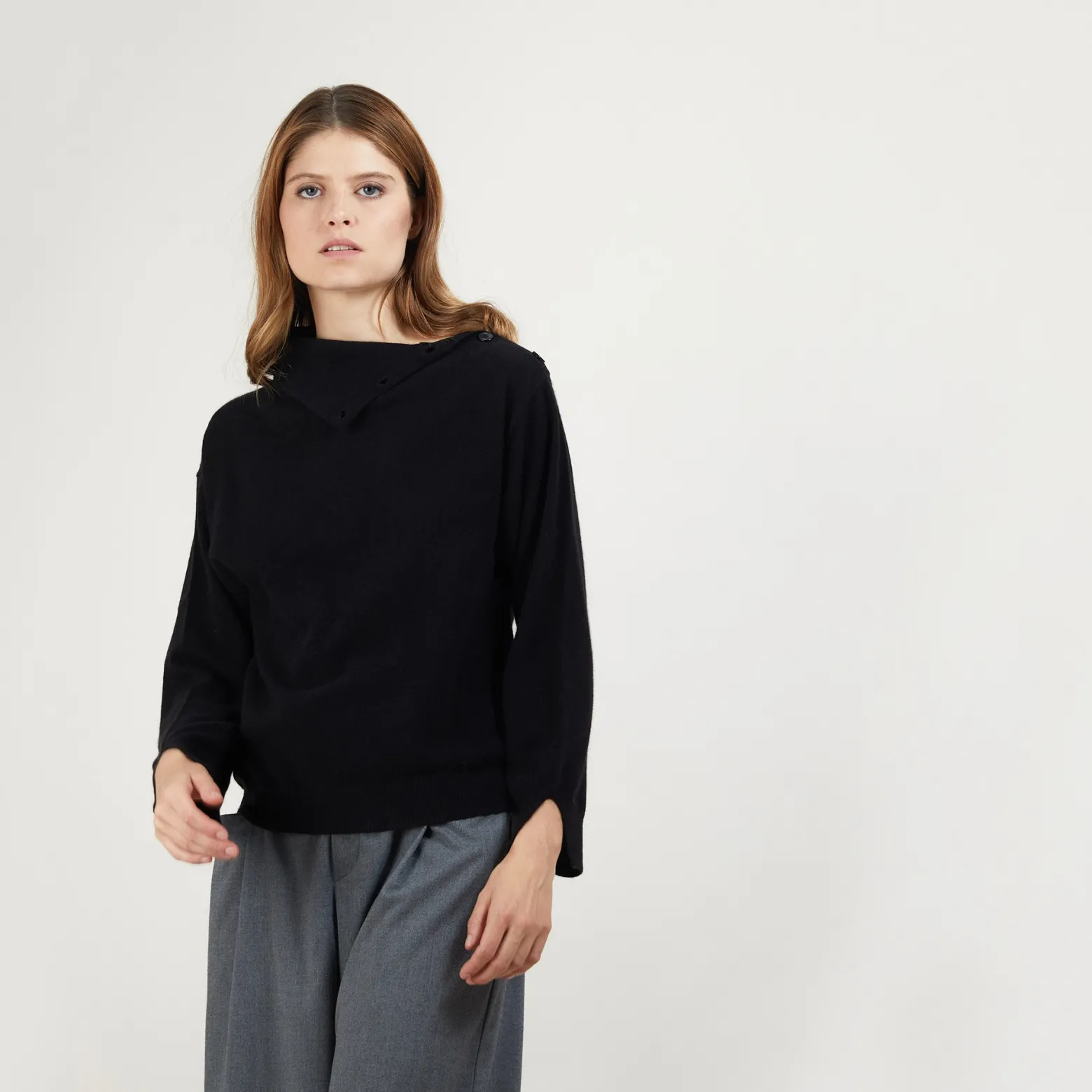 Montagut Cashmere sweater with button-down collar - Gretel bis