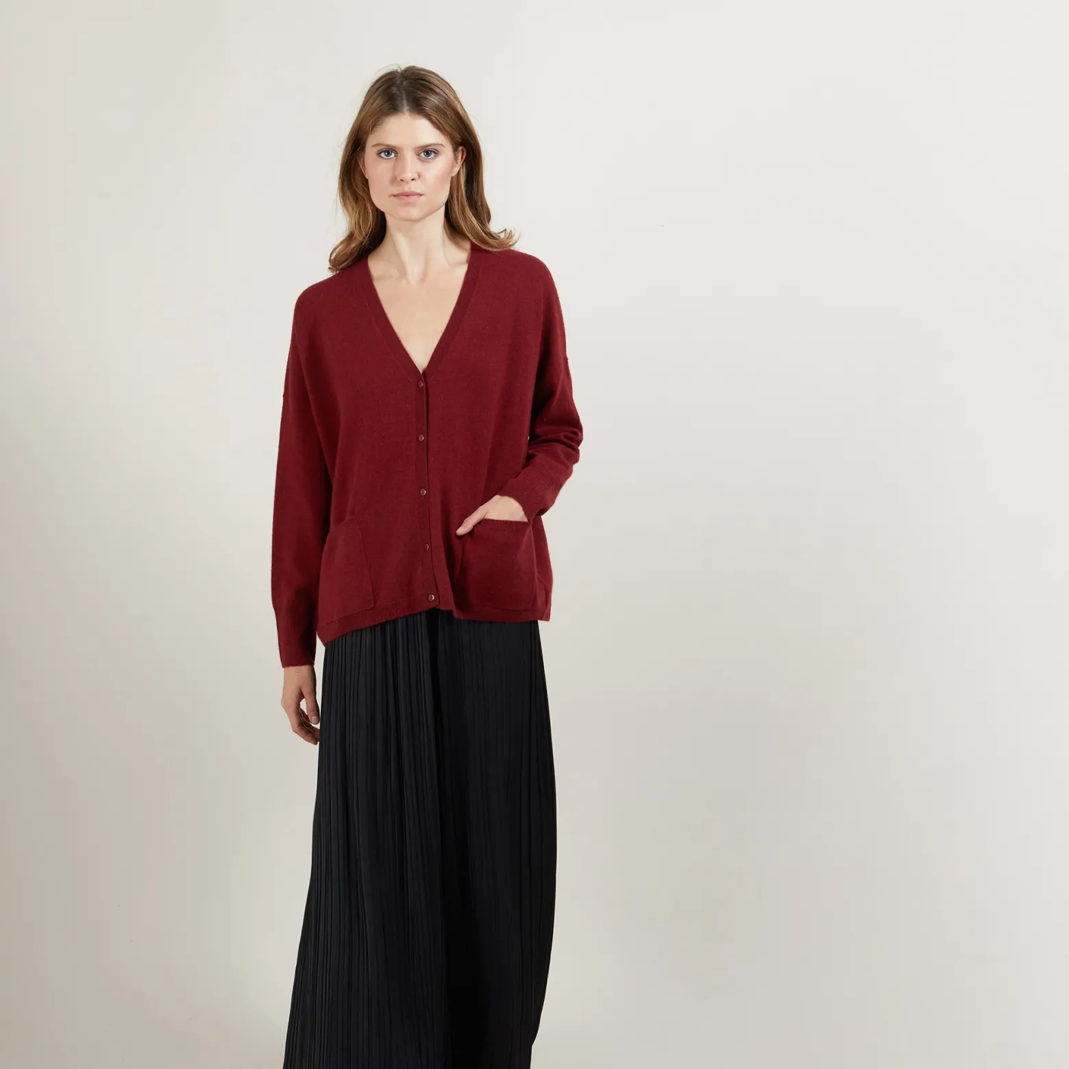Montagut Cashmere V-neck cardigan - Brune