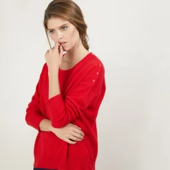 Montagut Cashmere wide shoulder buttons sweater - Brook