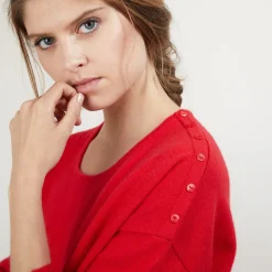 Montagut Cashmere wide shoulder buttons sweater - Brook
