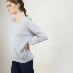 Montagut Cashmere wide shoulder buttons sweater - Brook