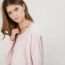 Montagut Cashmere wide shoulder buttons sweater - Brook