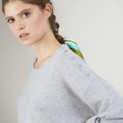 Montagut Cashmere wide shoulder buttons sweater - Brook