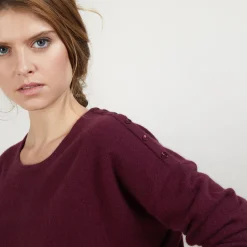 Montagut Cashmere wide shoulder buttons sweater - Brook