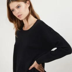 Montagut Cashmere wide shoulder buttons sweater - Brook