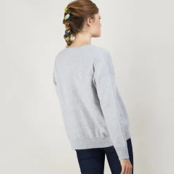 Montagut Cashmere wide shoulder buttons sweater - Brook