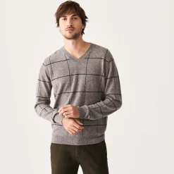 Montagut Checkered cashmere V-neck sweater - Arturo