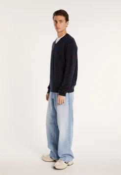 Montagut Checkered cashmere V-neck sweater - Arturo