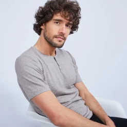 Montagut Cotton and cashmere T-shirt with Tunisian collar - Harumi