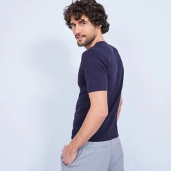 Montagut Cotton and cashmere T-shirt with Tunisian collar - Harumi