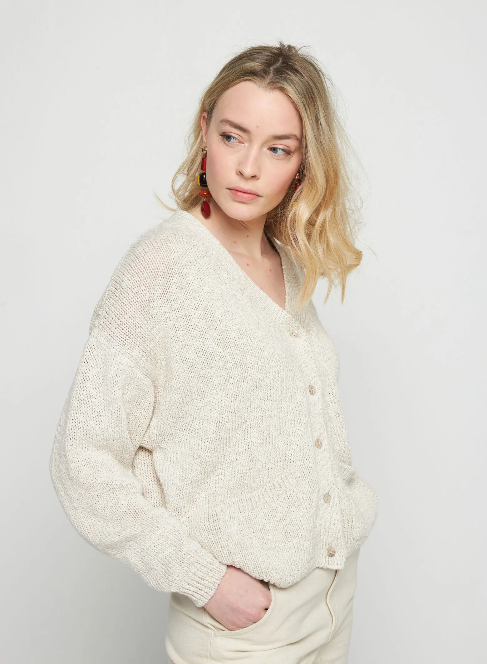 Montagut Cotton and linen V-neck cardigan - Thais