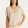 Montagut Cotton and linen V-neck t-shirt - Flavie