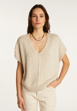Montagut Cotton and linen V-neck t-shirt - Flavie