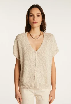 Montagut Cotton and linen V-neck t-shirt - Flavie