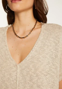 Montagut Cotton and linen V-neck t-shirt - Flavie