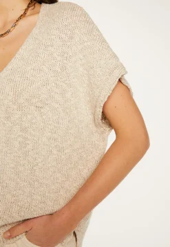 Montagut Cotton and linen V-neck t-shirt - Flavie