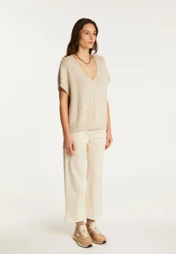 Montagut Cotton and linen V-neck t-shirt - Flavie