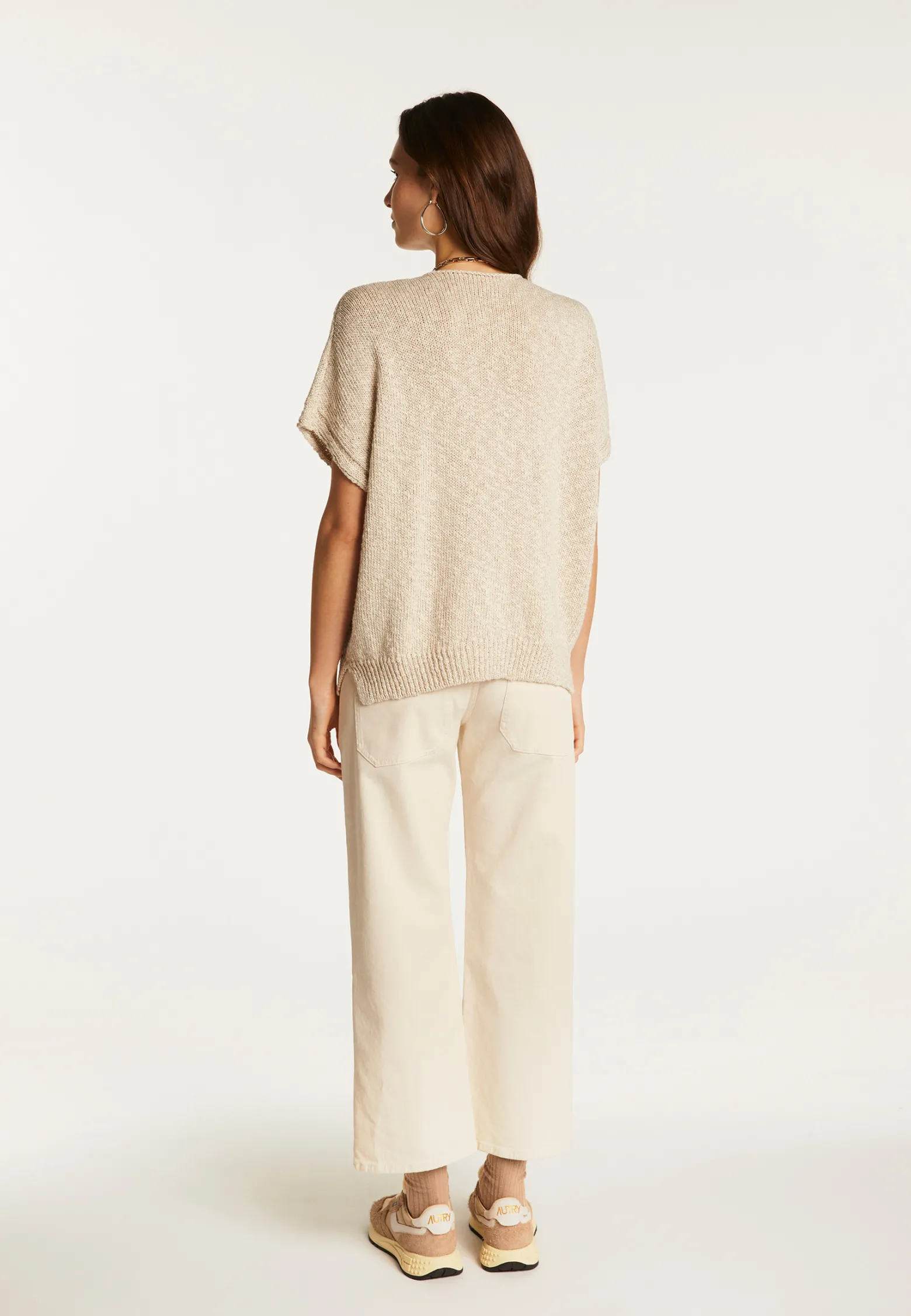 Montagut Cotton and linen V-neck t-shirt - Flavie
