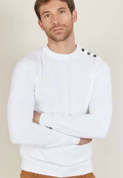Montagut Cotton button shoulder sweater - Bonze