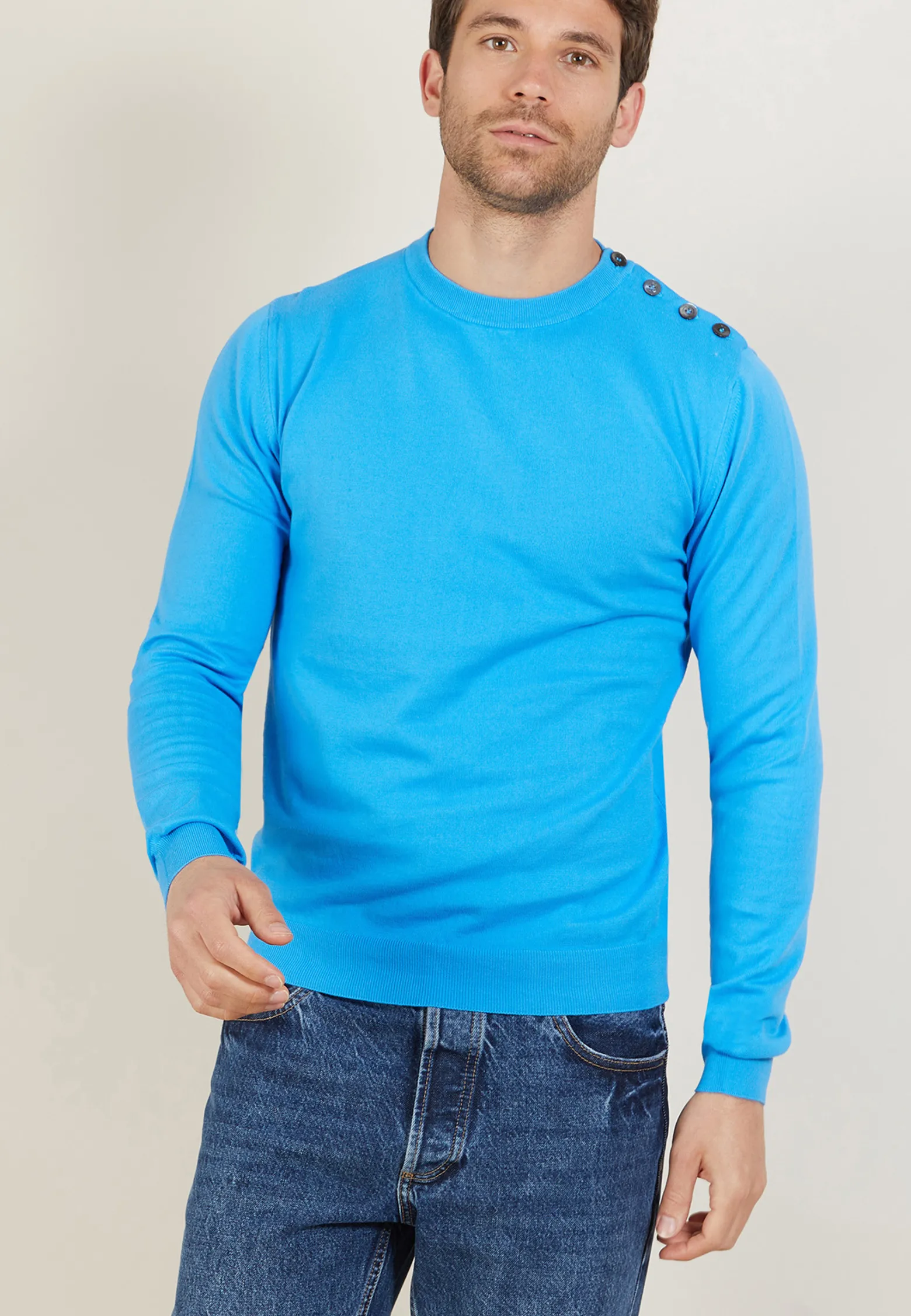 Montagut Cotton button shoulder sweater - Bonze