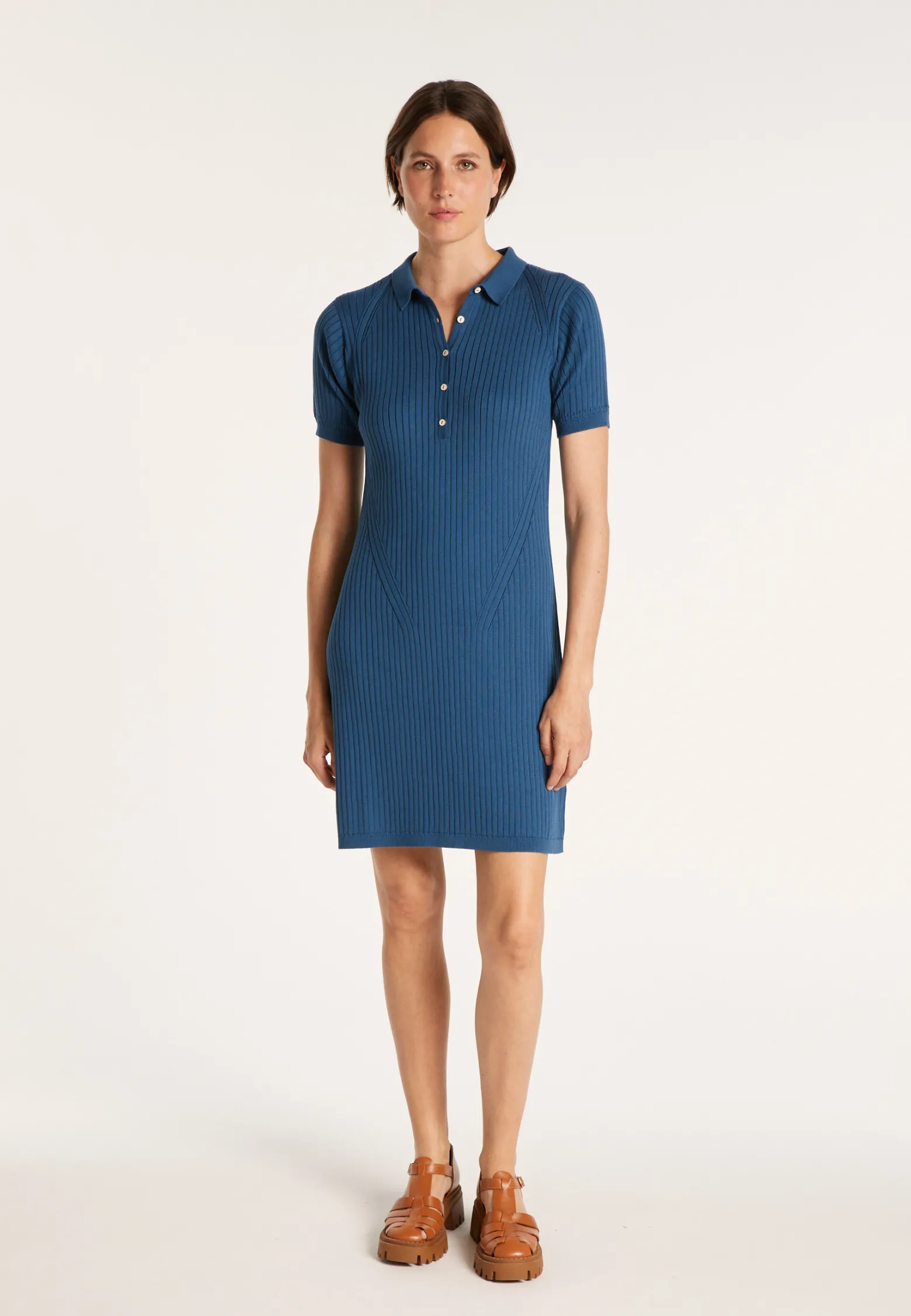 Montagut Cotton dress with polo collar - JACEE