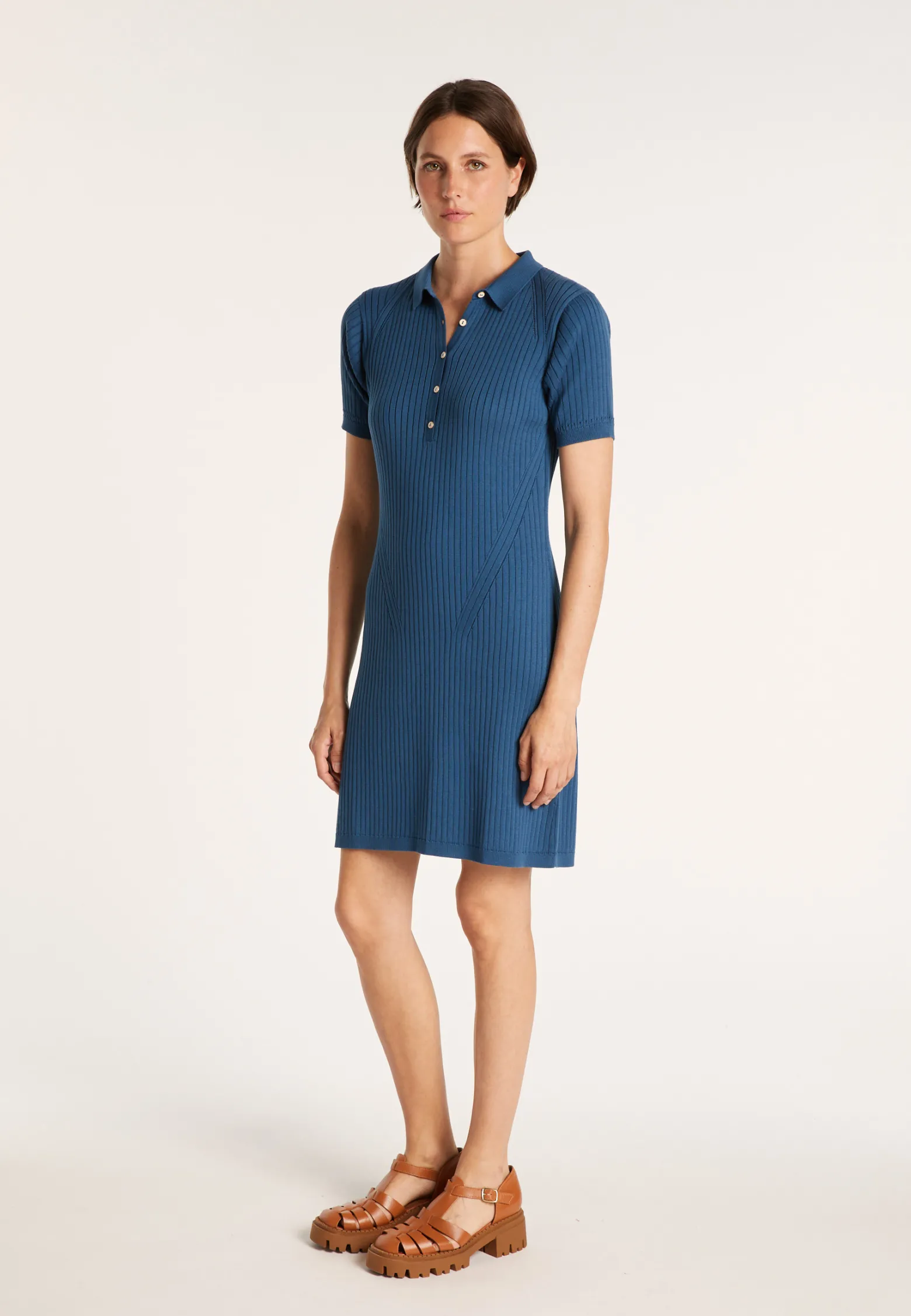 Montagut Cotton dress with polo collar - JACEE