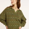 Montagut Cotton hoodie with tunisian collar - Melanie