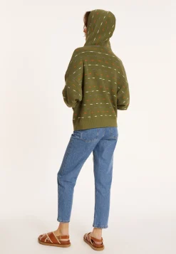 Montagut Cotton hoodie with tunisian collar - Melanie