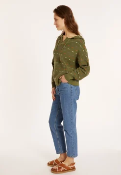 Montagut Cotton hoodie with tunisian collar - Melanie