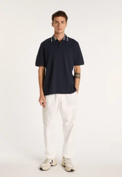 Montagut Cotton polo shirt with two-tone collar - Bistro