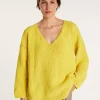 Montagut Cotton velvet jumper with deep V-neck - MARIETTE