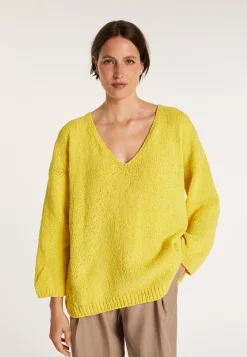 Montagut Cotton velvet jumper with deep V-neck - MARIETTE